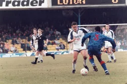 Paul Telfer about to tackle Southend's Chris Powell