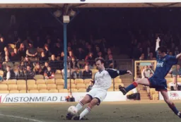 Trevor Peake clears the ball down the line
