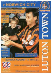 Programme: Luton Town FC vs Norwich City (13 Aug 1995)