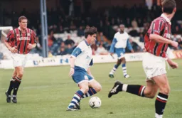 Ceri Hughes shows a neat body swerve