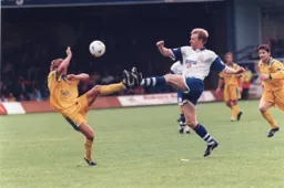 David Oldfield in a tussle with Michael Gray