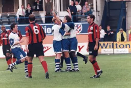 Bontcho is congratulated on his match clinching goal