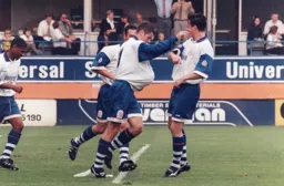 Richard Harvey steals the ball after opening the scoring
