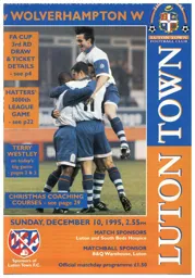 Programme: Luton Town FC vs Wolverhampton Wanderers (10 Dec 1995)