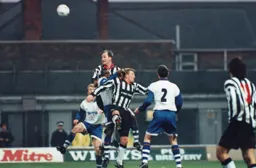 No goal this time as former Hatter Graham Rodger heads over