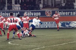 Tony Thorpe is brought down leading to the free kick taken by Bontcho Guentchev for the only goal