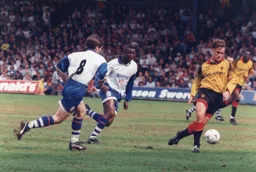 Tony Thorpe and Marvin Johnson close down Craig Ramage