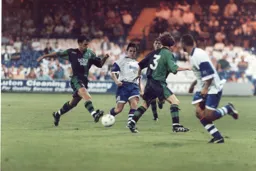 Ceri Hughes about to make a trademark tackle