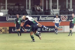 David Oldfield scores the first, helping the Town to a healthy first leg lead