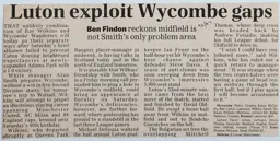 Match Report: Wycombe Wanderers vs Luton Town FC (7 Sep 1996)