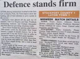 Match Report: Stockport County vs Luton Town FC (15 Oct 1996)