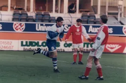 Tony Thorpe celebrates one of his hat-trick goals