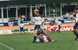 A last ditch tackle robs David Oldfield