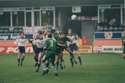 A crowded Plymouth penalty area