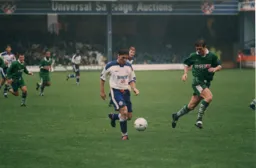 Tony Thorpe runs at the Plymouth defence