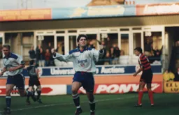 Tony Thorpe looks pleased after scoring Town`s only goal