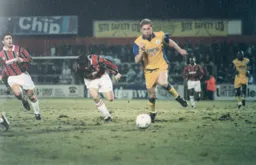 The pitch is cutting up but it does not stop David Oldfield