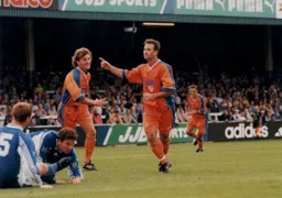 Phil Gray celebrates scoring the Hatters third goal