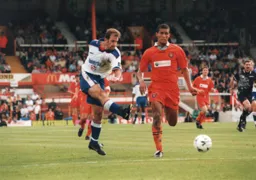 Phil Gray has a shot at goal