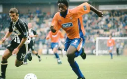 Stuart Douglas shows the County defender how fast he is