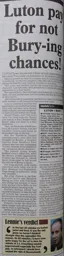 Match Report: Luton Town FC vs Bury (4 Sep 1999)