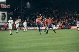 Adam Locke matches Fraser and celebrates his first goal for the Hatters