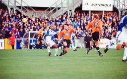 Paul Mclaren battles away as he always does but to no avail as the Town lose 3-0