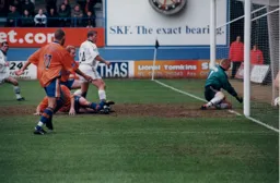 Joy for Luton as the Doherty touch beats the keeper and nestles in the net