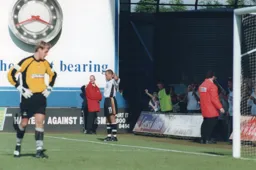 Liam George lets the supporters know who he is after scoring Town`s second goal