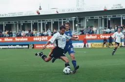 Adam Locke attempts a shot at goal