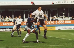 Carl Griffiths shields the ball