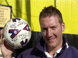 Steve Howard with his hat-trick ball