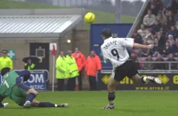 Tony Thorpe heads towards goal