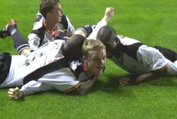 Taking it laying down Gary McSheffrey celebrates after scoring the third goal