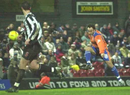 Ahmet Brkovic gives it his all with this attempt at goal