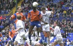 Enoch Showunmi sends a header goalwards