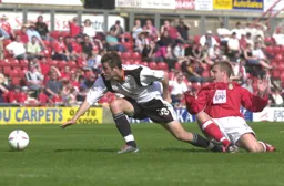 Michael Leary tries to stay on his feet