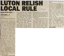 Match Report: Milton Keynes Dons vs Luton Town FC (20th Nov 2004)