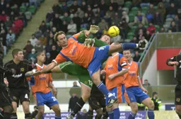 Ahmet Brkovic causes problems in the Milton Keynes defence