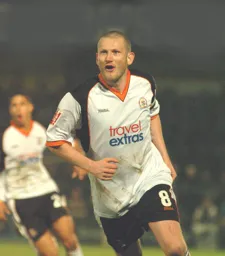 Kevin Nicholls after scoring the second goal