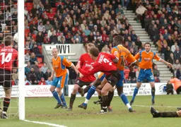 Enoch Showunmi stabs home the only goal of the game