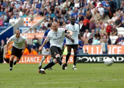Kevin Nicholls strikes the penalty