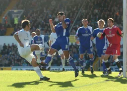Ahmet Brkovic nudges the ball across the box