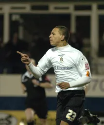 Dean Morgan celebrates his goal