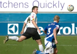 Steven Howard heads in the goal
