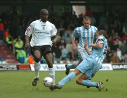 Enoch Showunmi is relieved of the ball