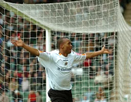 Calvin Andrew celebrates his late goal
