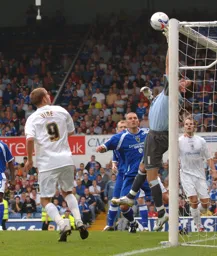 Rowan Vine watches as Neil Alexander tips the ball over the bar