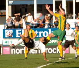 Ahmet Brkovic demonstrates his trademark bicycle kick