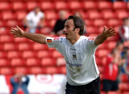 A happy Ahmet Brkovic after scoring what proved to be the winning goal